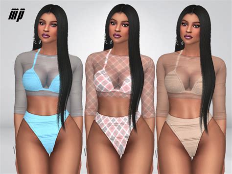 The Sims Resource Mp Sexy Cropped Mesh Swimsuit