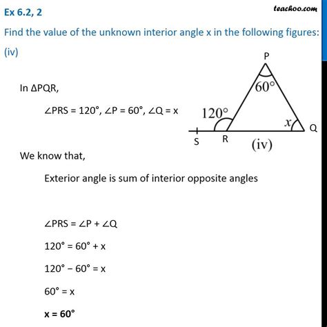 Find The Value Of The Unknown Interior Angle X Triangles Class 7