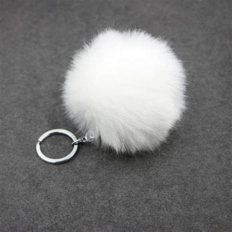 Fluffy Pompon Fur Ball Key Chain For Women Faux Rabbit Fur Pompom