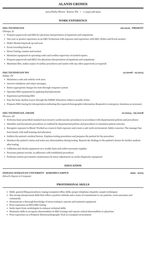 Ekg Technician Resume