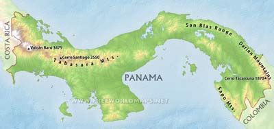 Panama Physical Map