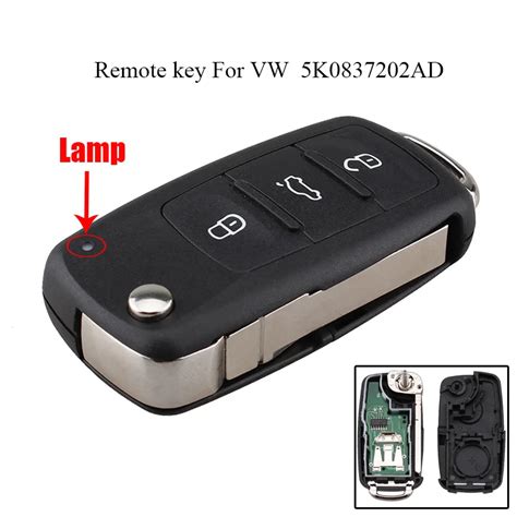 3Buttons 434Mhz Remote Car Key 5K0837202AD ID48 Chip Transponder For