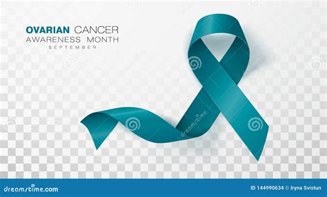 Ovarian Cancer Awareness Month. Teal Color Ribbon on Transparent ...