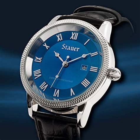 Stauer Men S Urban Blue Watch With Black Leather Strap