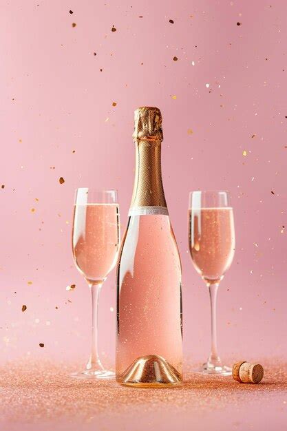 Premium Photo Champagne Bottle With Glasses On Pastel Background Party Background With