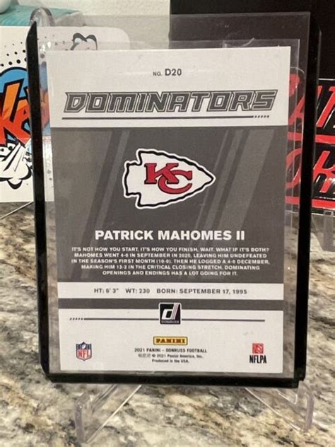 2021 Panini Donruss Dominators D20 Patrick Mahomes II For Sale