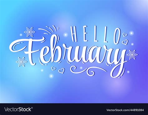 Hello February Month With Flowers Hearts Leaves Vector Image