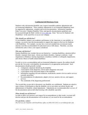 Fillable Online Rider Confidential Self Disclosure Form Students With A