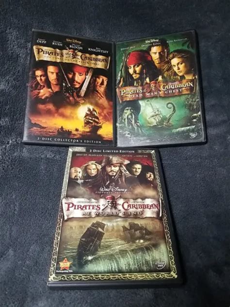 PIRATES DES CARAÏBES 1 2 et 3 Ensemble DVD Pearl Depp Bloom Knightly