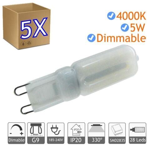 Jandei Ampoule LED G9 Dimmable 4W Blanc Naturel 4000K Blister 5