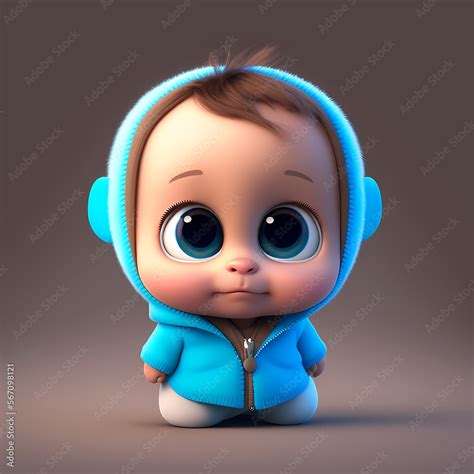 Cute Cartoon Baby Character 3D Rendered Stock Illustration Adobe Stock