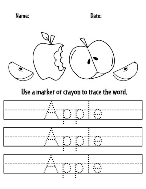 Free Apple Worksheets For Preschool ⋆ The Hollydog Blog