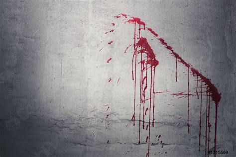 Drop Of Red Blood On Wall In Abandoned House Halloween Stock Photo