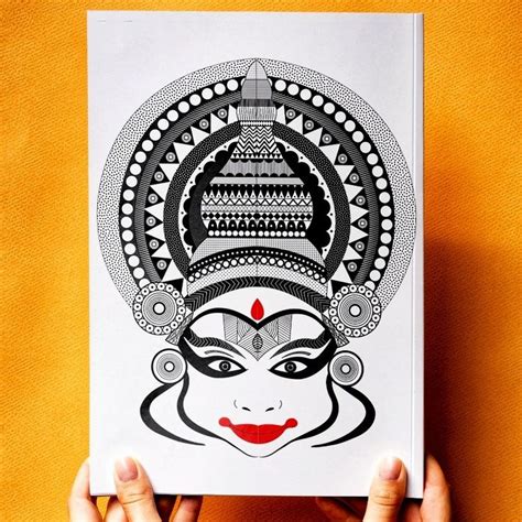 Kathakali Face Pencil Sketch