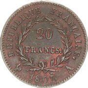 20 francs Napoléon Essai en étain tête nue France Numista