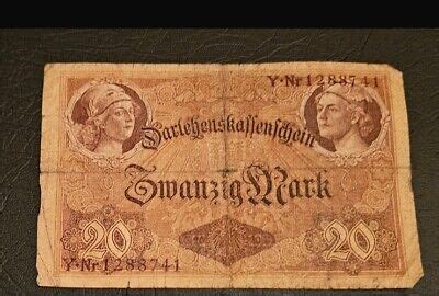 Reichsbanknote Mark In Papiergeld Aus Dem Deutschen Reich