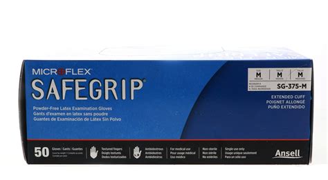 Microflex Safegrip Powder Free Latex Examination Glove Medium Blue