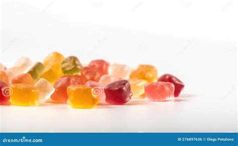 A Pile Of Gummy Bears Sitting On Top Of A White Table Top Next To A