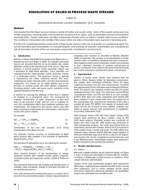 Dissolution of Solids in Process Waste Streams: Queensland Alumina ...