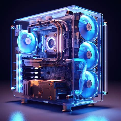 Premium AI Image | Modern style gaming pc with water cooling and lights ...