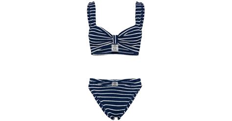 Hunza G Bonnie Striped Shirred Bikini In Blue Lyst