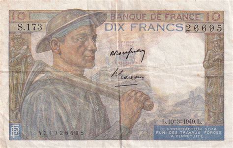 Billet France 10 Francs Mineur 10 03 1949 Série S 173 F 08 20