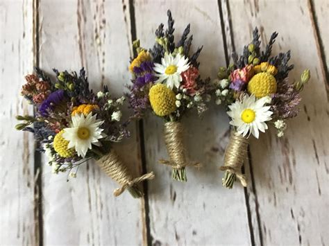 Beautiful Bespoke Wedding Buttonholes Made From Dried Flowers Etsy Uk