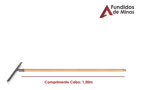 Ancinho Rastelo 16 Dentes C Cabo Estampado Em Aço E Madeira