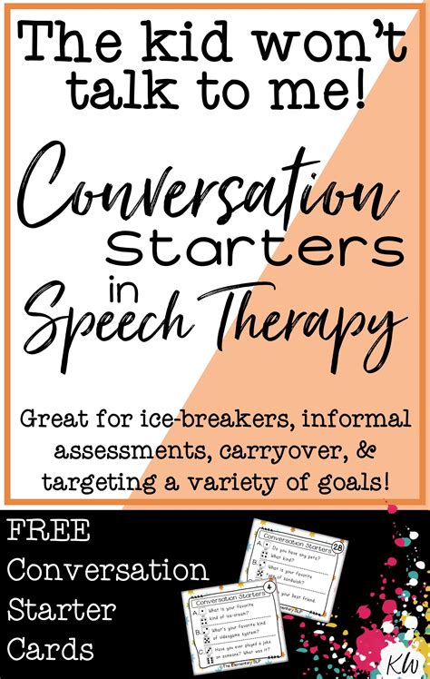 Use These Free Speech Therapy Conversation Starter Cards In A Variety