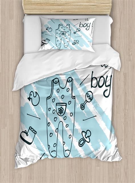 Gender Reveal Duvet Cover Set, Its Boy Words Clothes Parenthood Theme Paintbrush Style ...