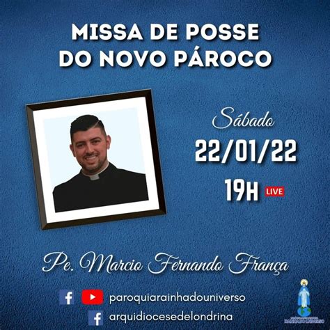 Convite Missa De Posse Do Pe Marcio Fran A Arquidiocese De Londrina