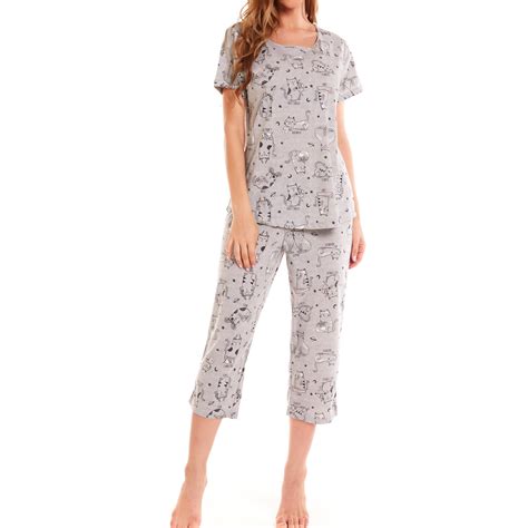 Lus Chic Womens Cute Pajama Sets Cotton Capri Loungewear Soft Short