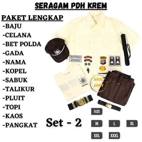 Jual Paket Lengkap Baju Seragam Setelan Pdl Pdh Satpam Security Krem