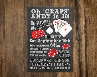 Casino Theme Invitation for Birthday Party, Casino/game Night ...