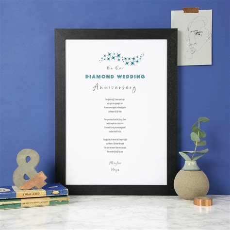 Diamond Wedding Anniversary T 60th Poem Print Diamond Etsy