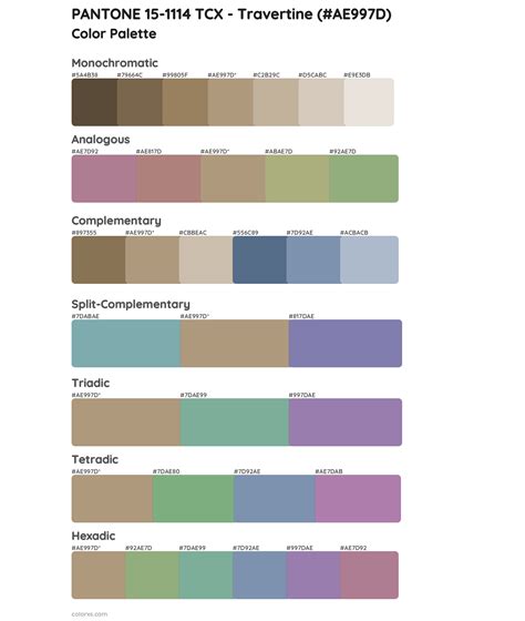 PANTONE 15 1114 TCX Travertine Color Palettes Colorxs