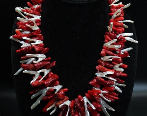 Chunky Red Coral Necklace Chunky Coral Statement Necklace Red Coral