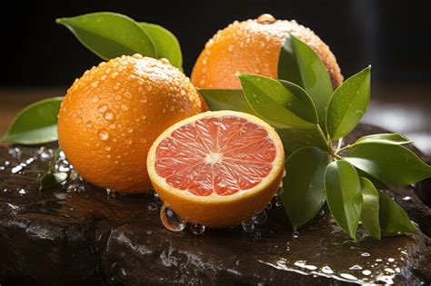 Frutas Laranjas Inteiras Tangerinas Fatiadas Colocadas Em Um Ia