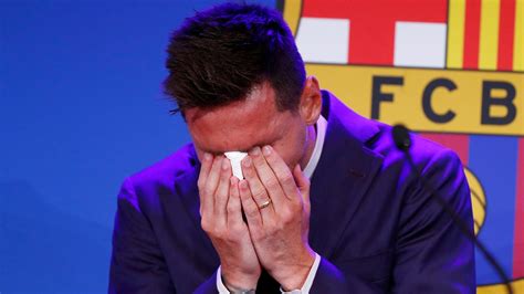 Messi in tears at press conference, says 'I wanted to stay' at ...