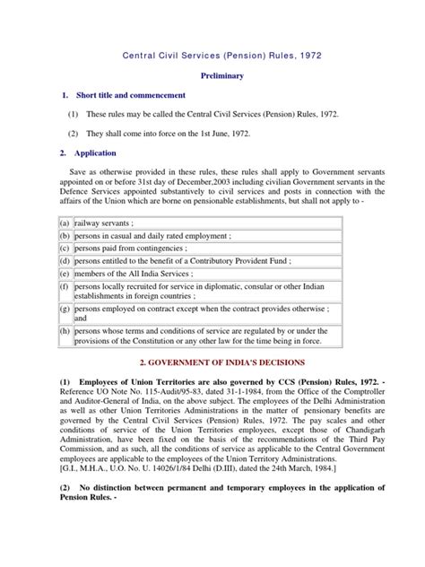 Ccs Pension Rules 1972 1 To 12 Pdf Civil Service Government Of India