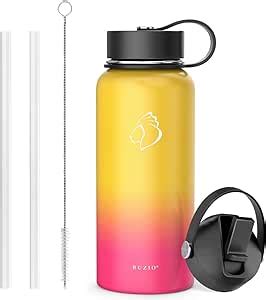 Amazon BUZIO Insulated Water Bottle With Straw Lid And Flex Cap