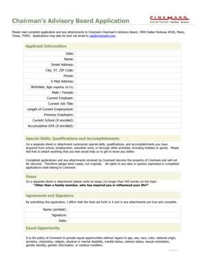 Cinemark Advisory Board Form Fill And Sign Printable Template Online