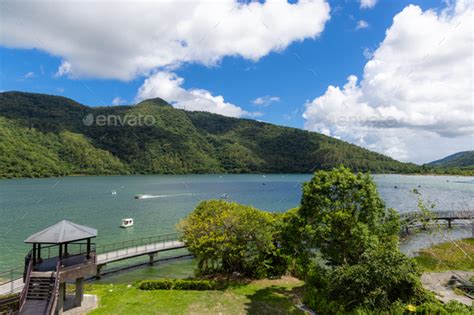 Liyu lake scenic area with mountain in Hualien of Taiwan Stock Photo by ...