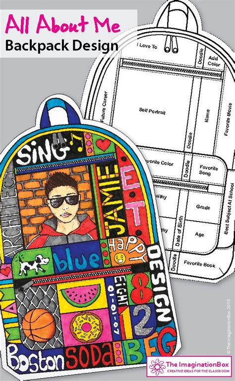 All About Me Back To School Backpack Art Writing And Goal Setting Activity Back To School Art