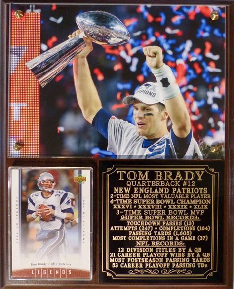 Tom Brady Super Bowl XLIX Champion Photo Card Plaque New England Patriots