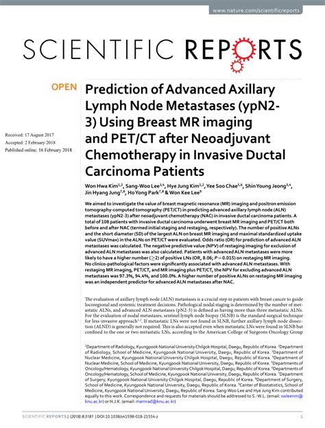 Pdf Prediction Of Advanced Axillary Lymph Node Metastases Ypn