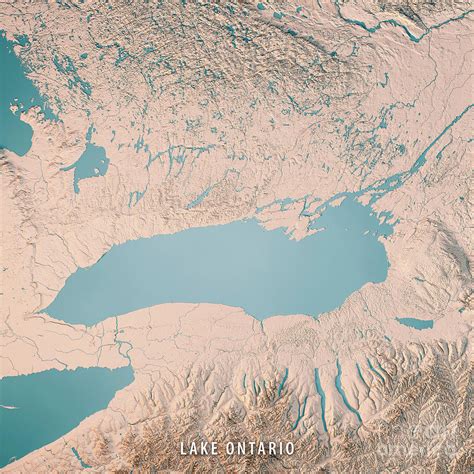 Lake Ontario Topographic Map D Render Neutral Digital Art By Frank