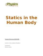 Physics Lab Docx Statics In The Human Body Gregory Morisseau