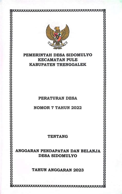 PERDES NOMOR 7 TAHUN 2022 TENTANG ANGGARAN PENDAPATAN DAN BELANJA DESA