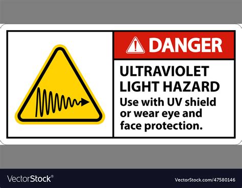 Danger ultraviolet light hazard label on white Vector Image